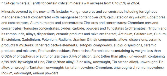 A Reuters report names cobalt as an included critical mineral